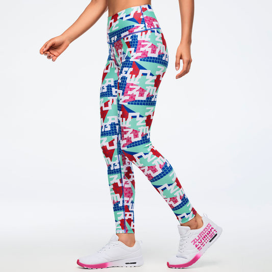 Eastern Flavor High Waisted Ankle Legging - Green/Blue