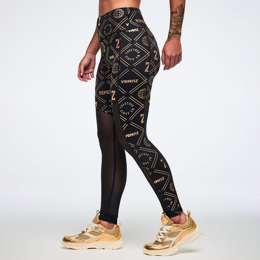 Worldwide High Waisted Ankle Leggings With Mesh Inserts