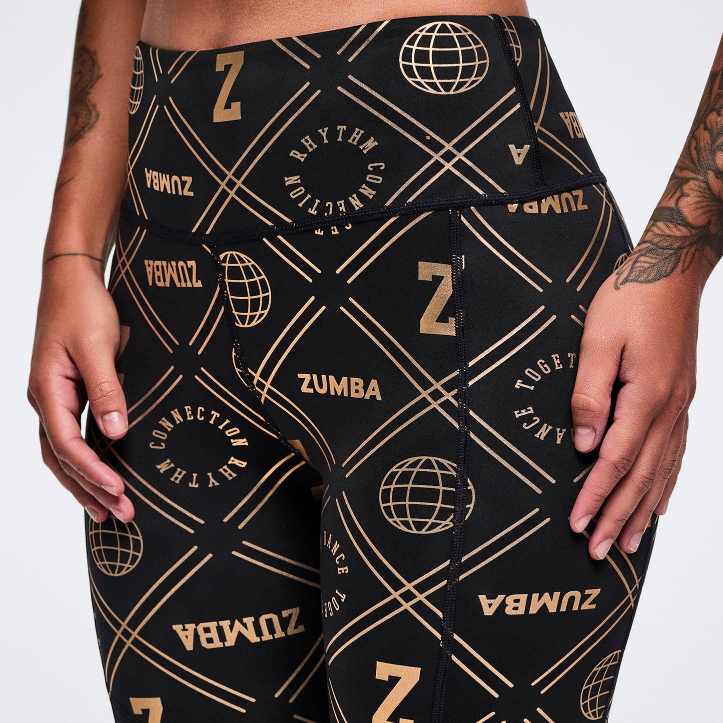 Worldwide High Waisted Ankle Leggings With Mesh Inserts
