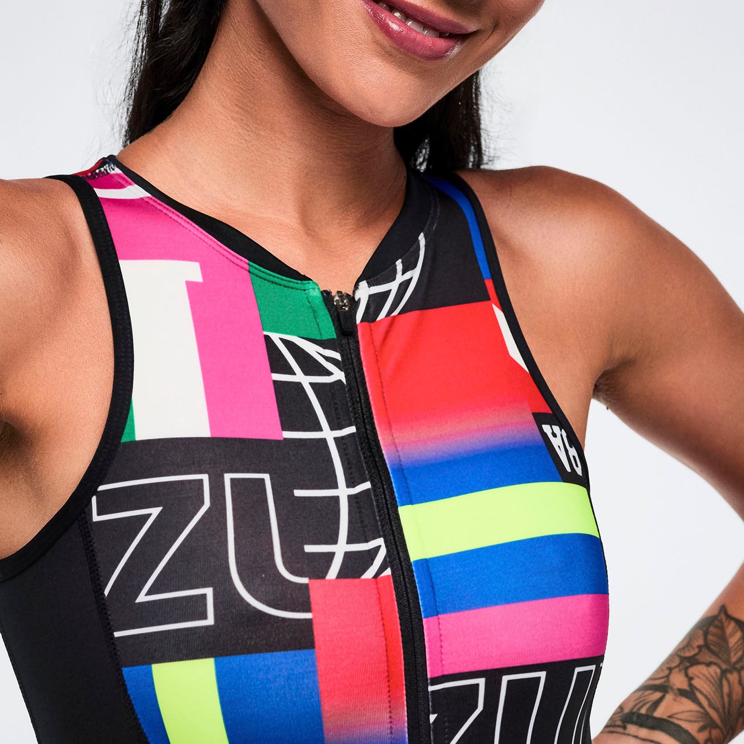 Worldwide Racerback Half Zip Bodysuit