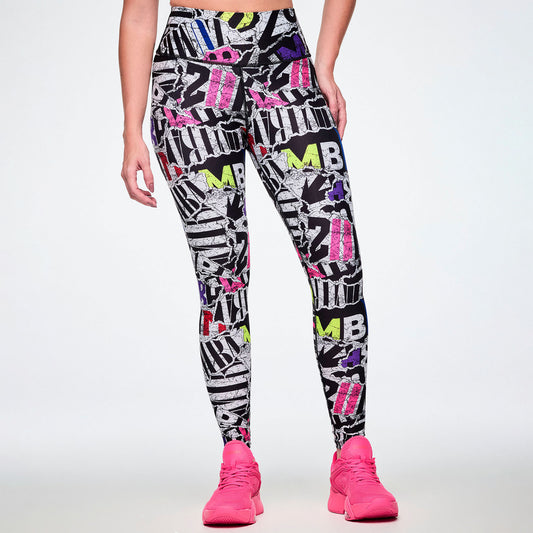 Rock 'n' Roll High Waisted Ankle Legging - Black/White