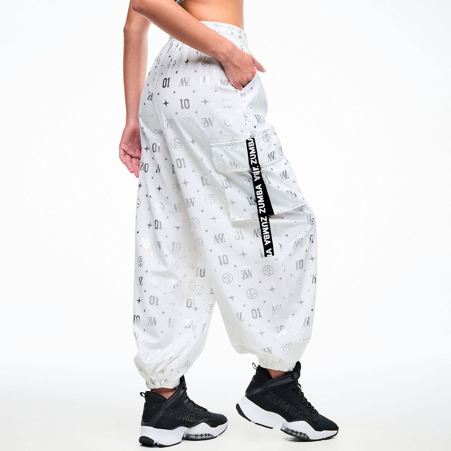 Dale-Z Parachute Cargo Pants - White/Silver