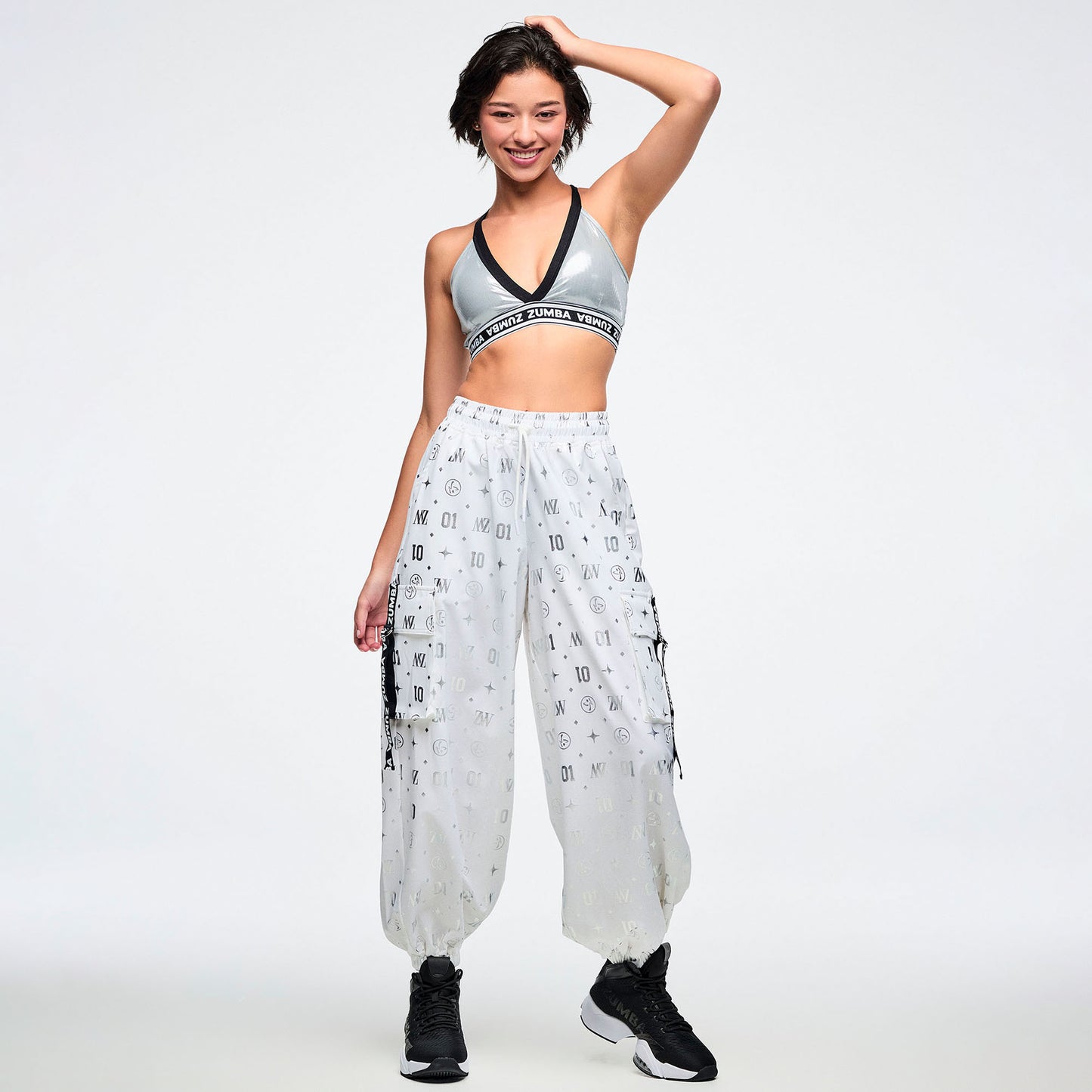 Dale-Z Parachute Cargo Pants - White/Silver
