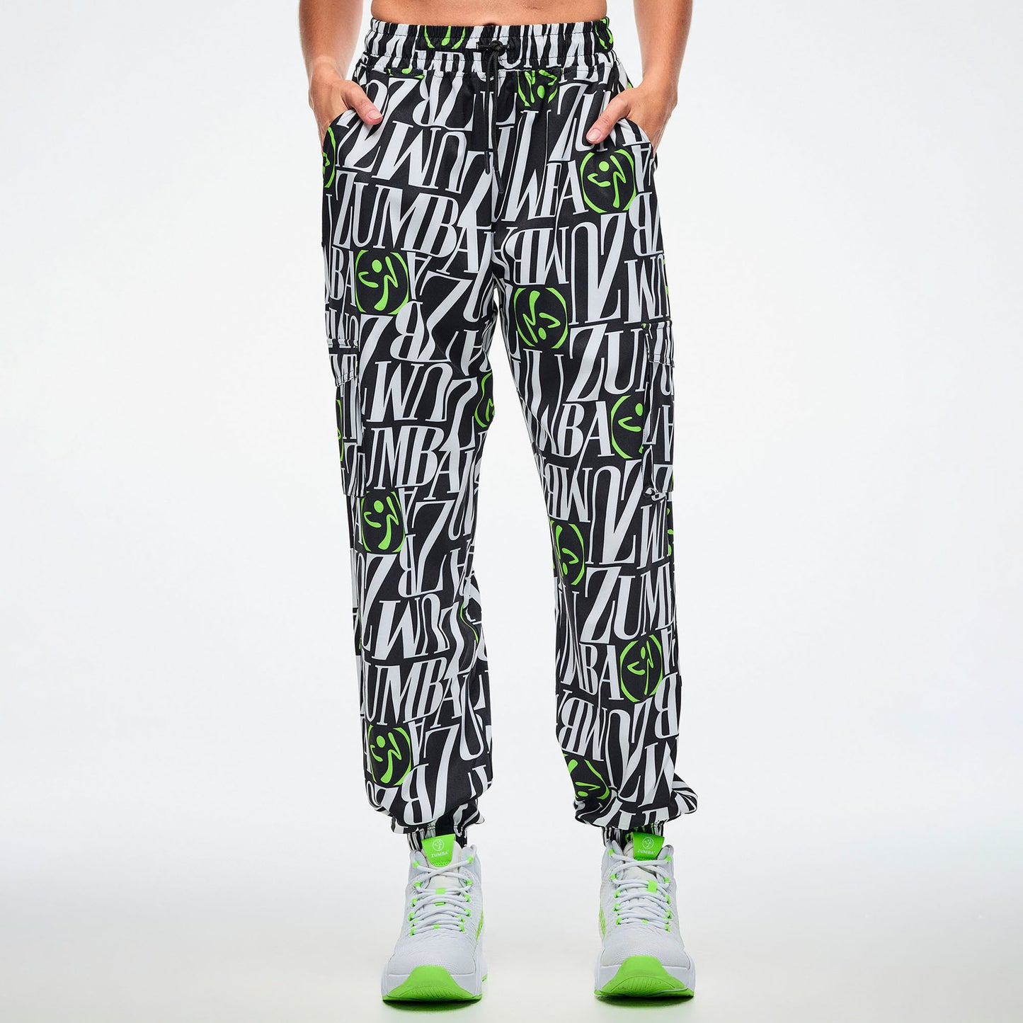 Dale-Z Parachute Cargo Pants - Black/White