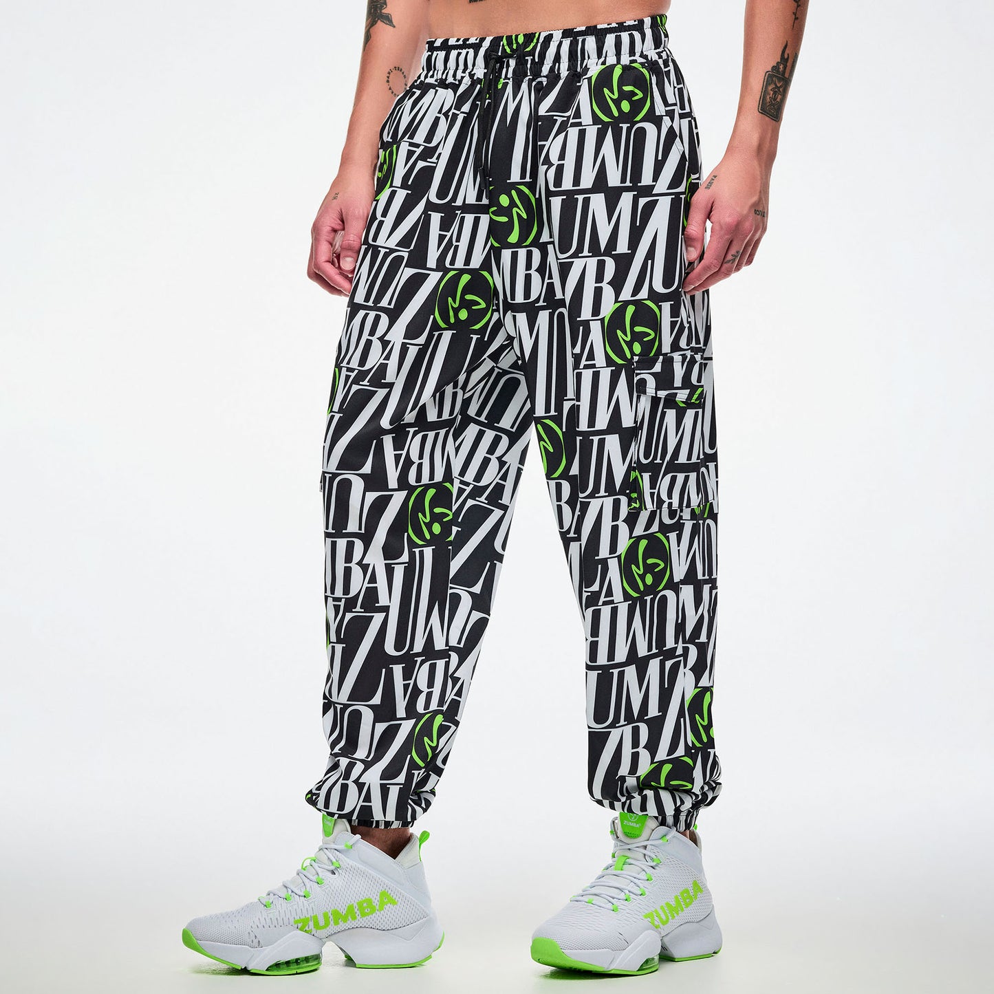 Dale-Z Parachute Cargo Pants - Black/White