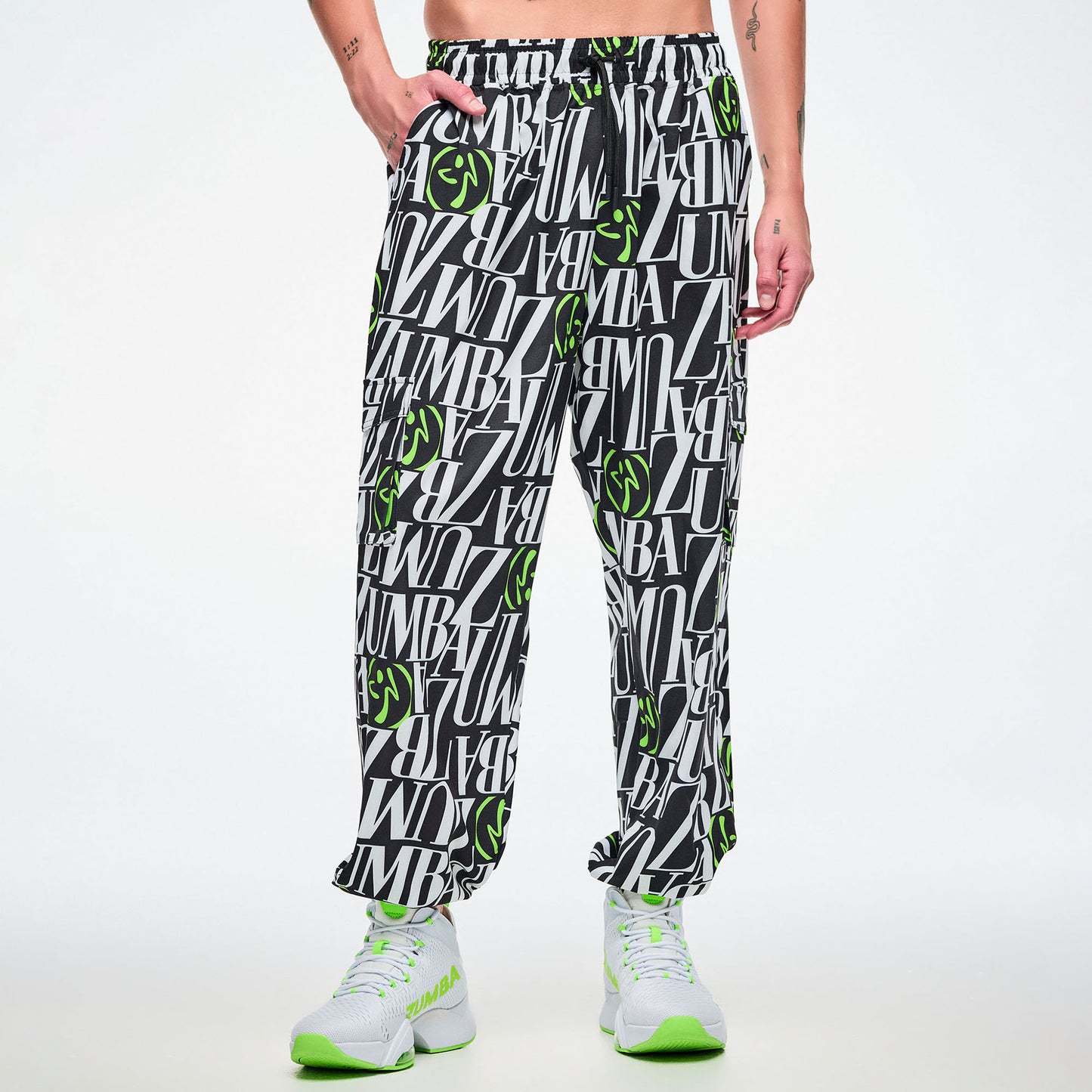 Dale-Z Parachute Cargo Pants - Black/White