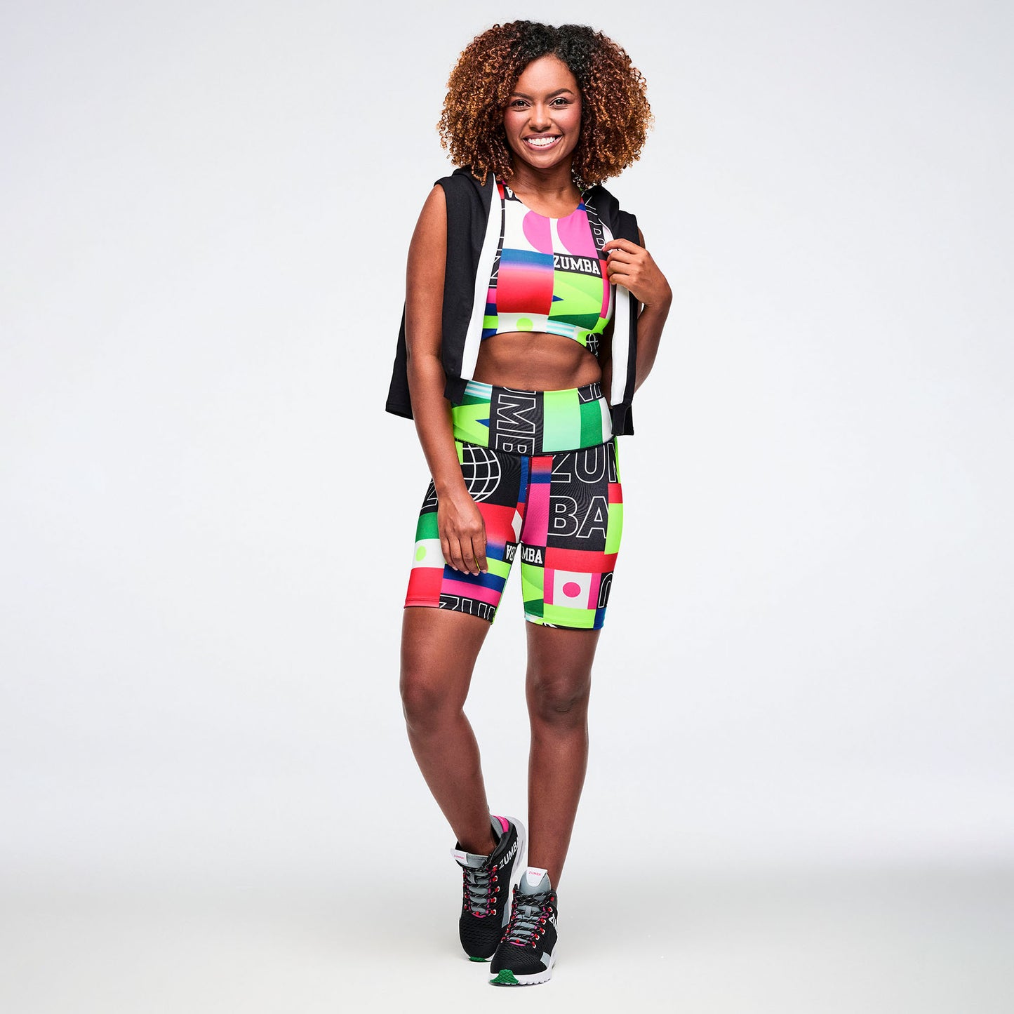 Worldwide High Waisted Biker Shorts - Red/Blue