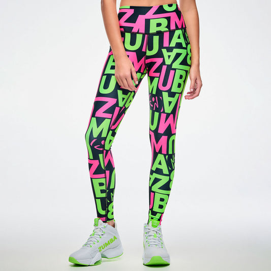 Dale-Z High Waisted Ankle Leggings - Pink/Green