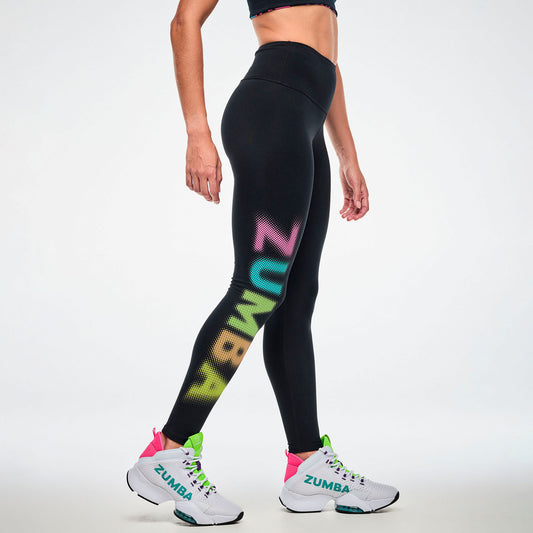 Electric Feel High Waisted Ankle Leggings - Bold Black