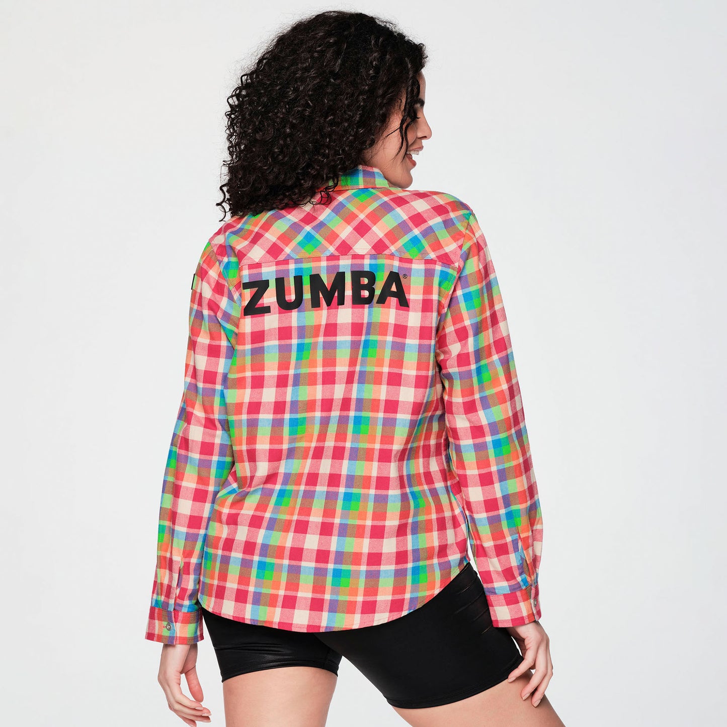 Zumba® Plaid Pop Button Down