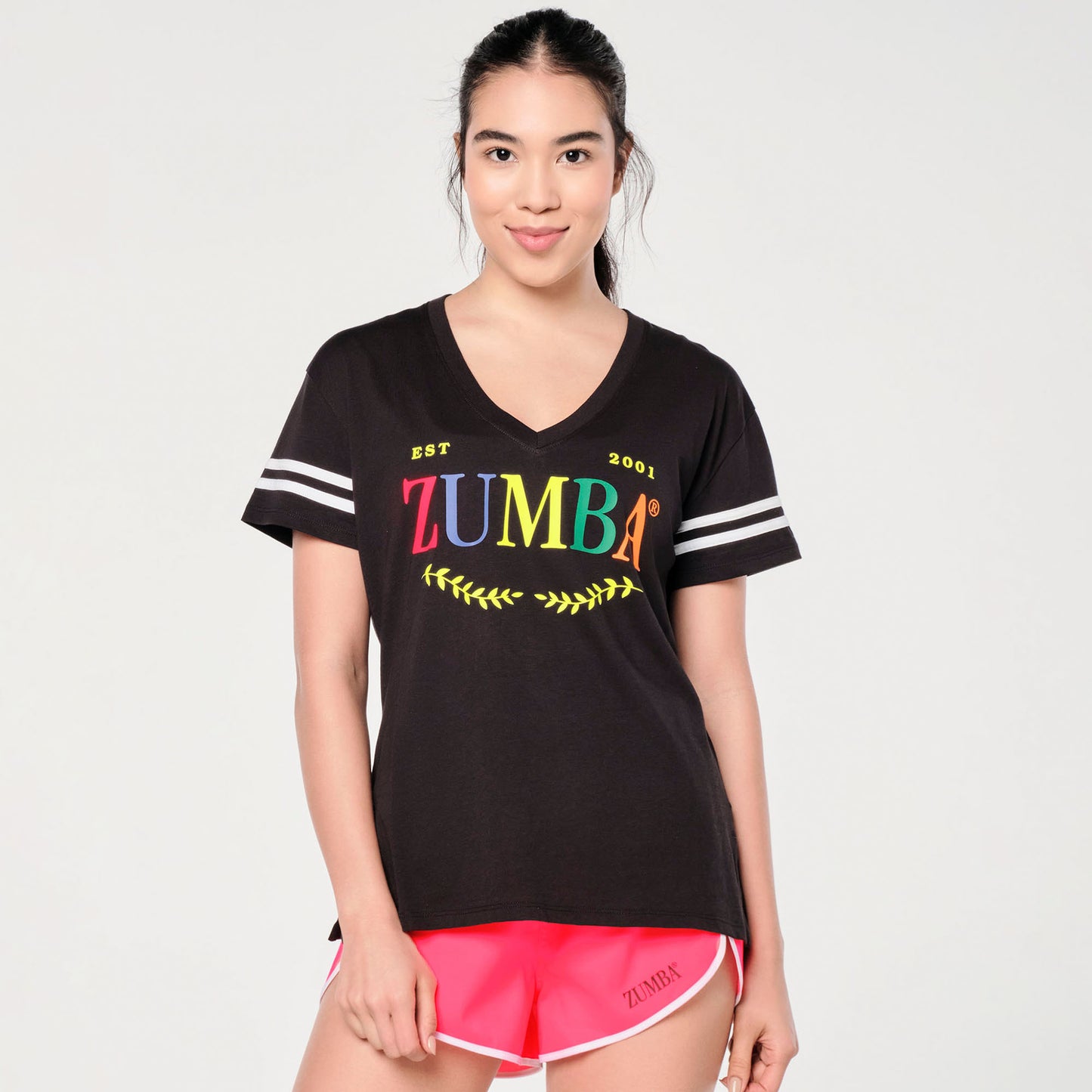 Zumba® Prep Loose Fit V-Neck Top - Bold Black