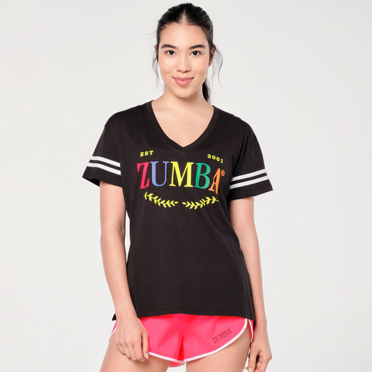 Zumba® Prep Loose Fit V-Neck Top - Bold Black