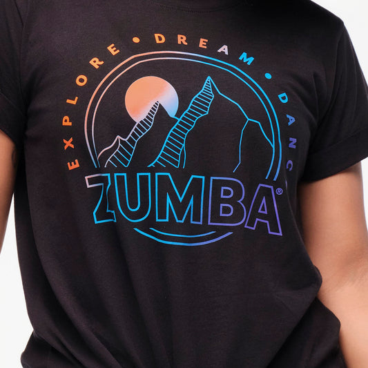 Zumba® Explore Tie Front Short Sleeve Top - Bold Black