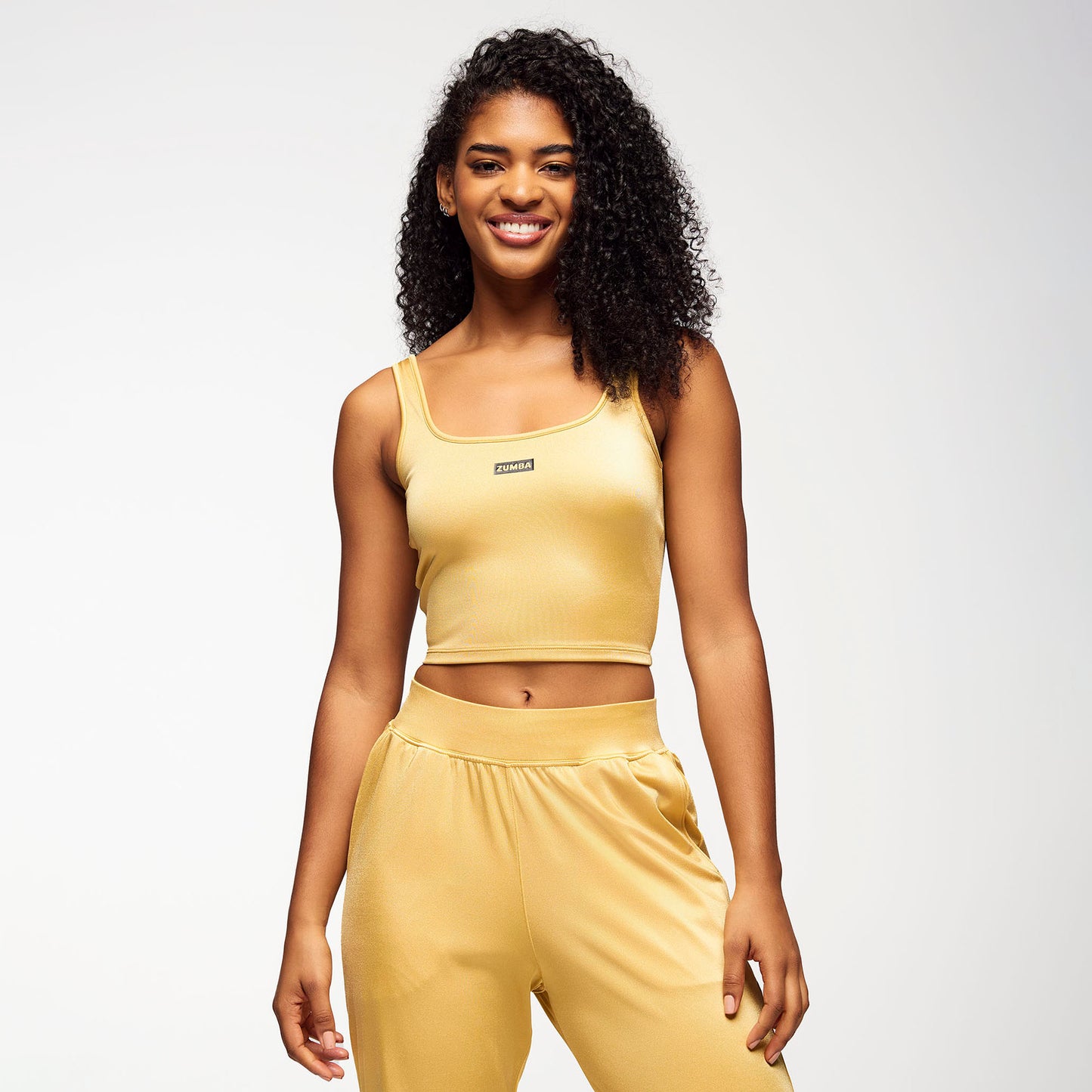 Zumba® Runway Square Neck Tank With Shelf Bra - Gold