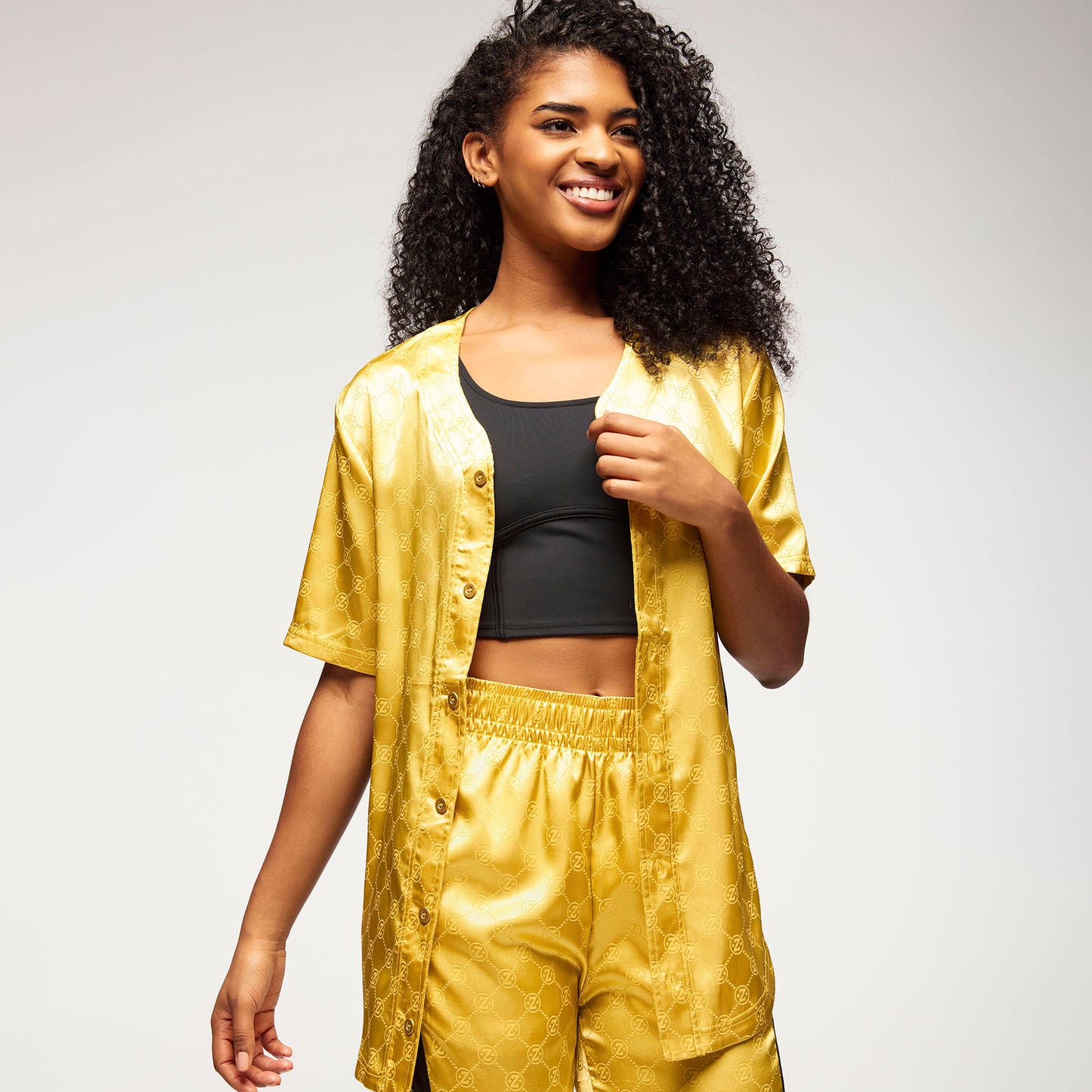 Zumba® Runway Baseball Button Up Jersey - Gold