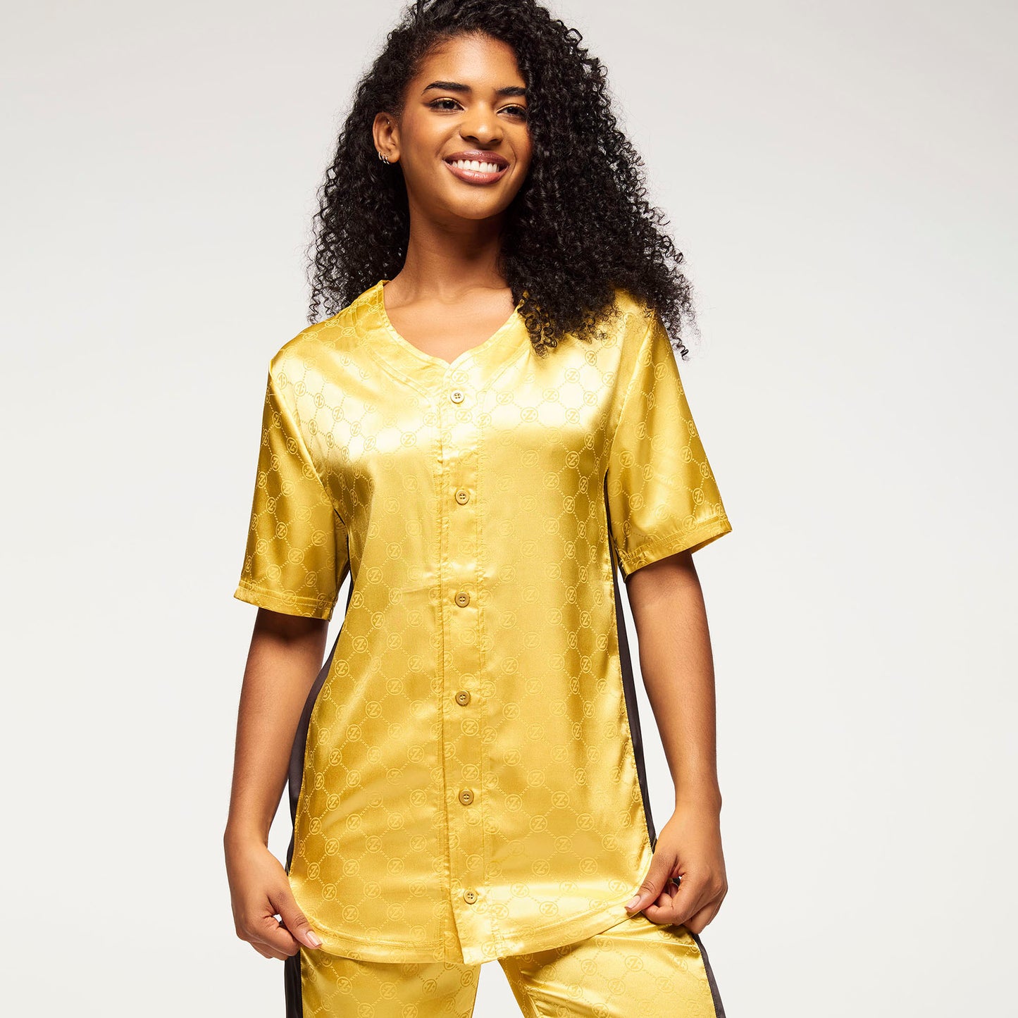 Zumba® Runway Baseball Button Up Jersey - Gold