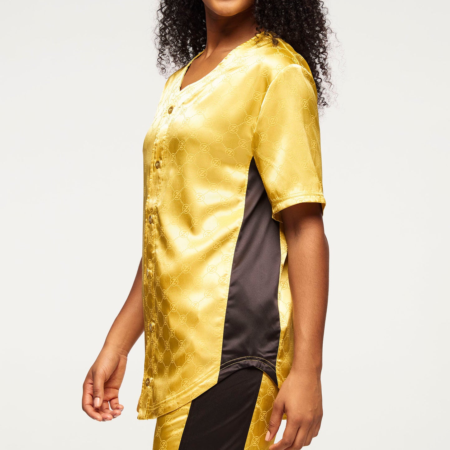 Zumba® Runway Baseball Button Up Jersey - Gold