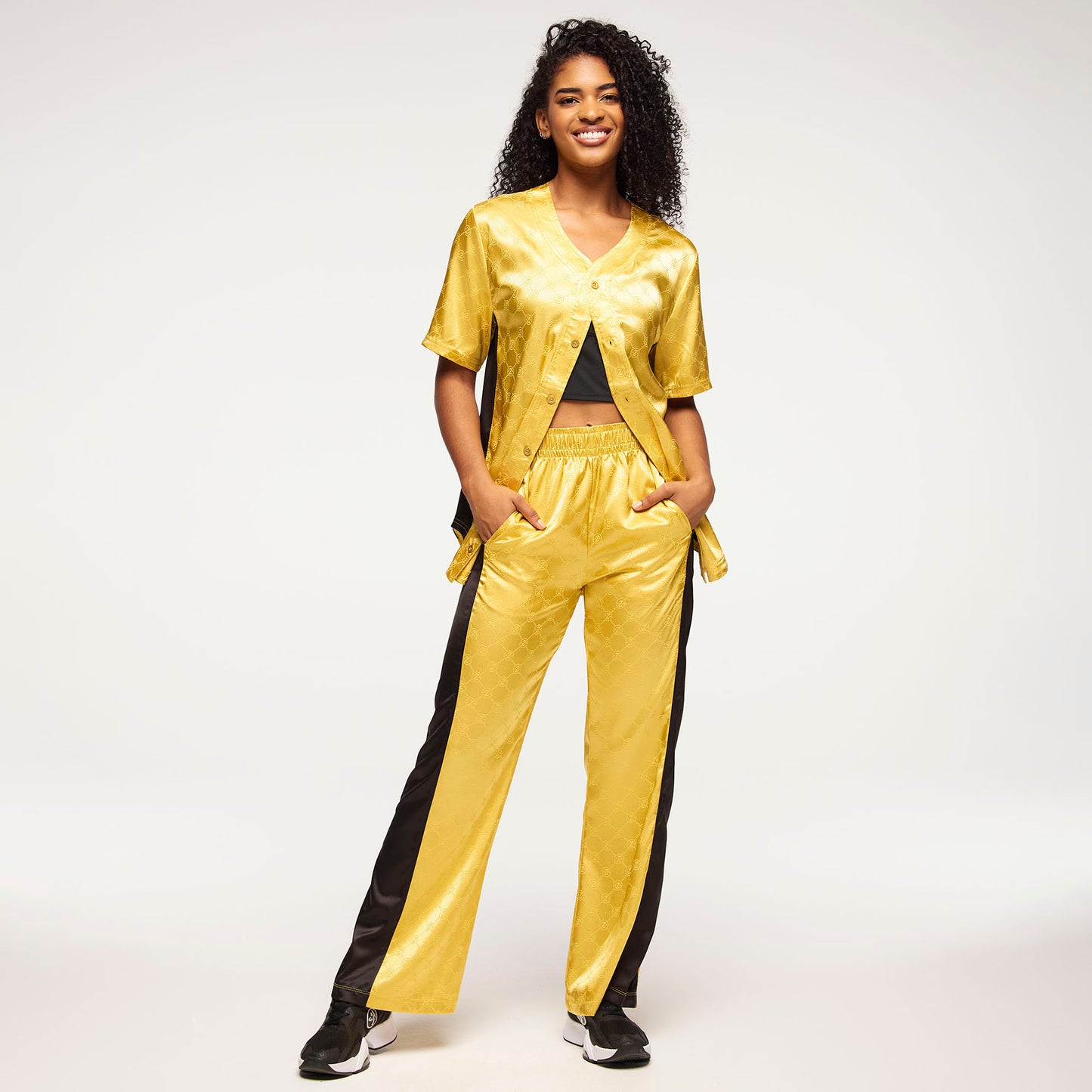 Zumba® Runway Baseball Button Up Jersey - Gold