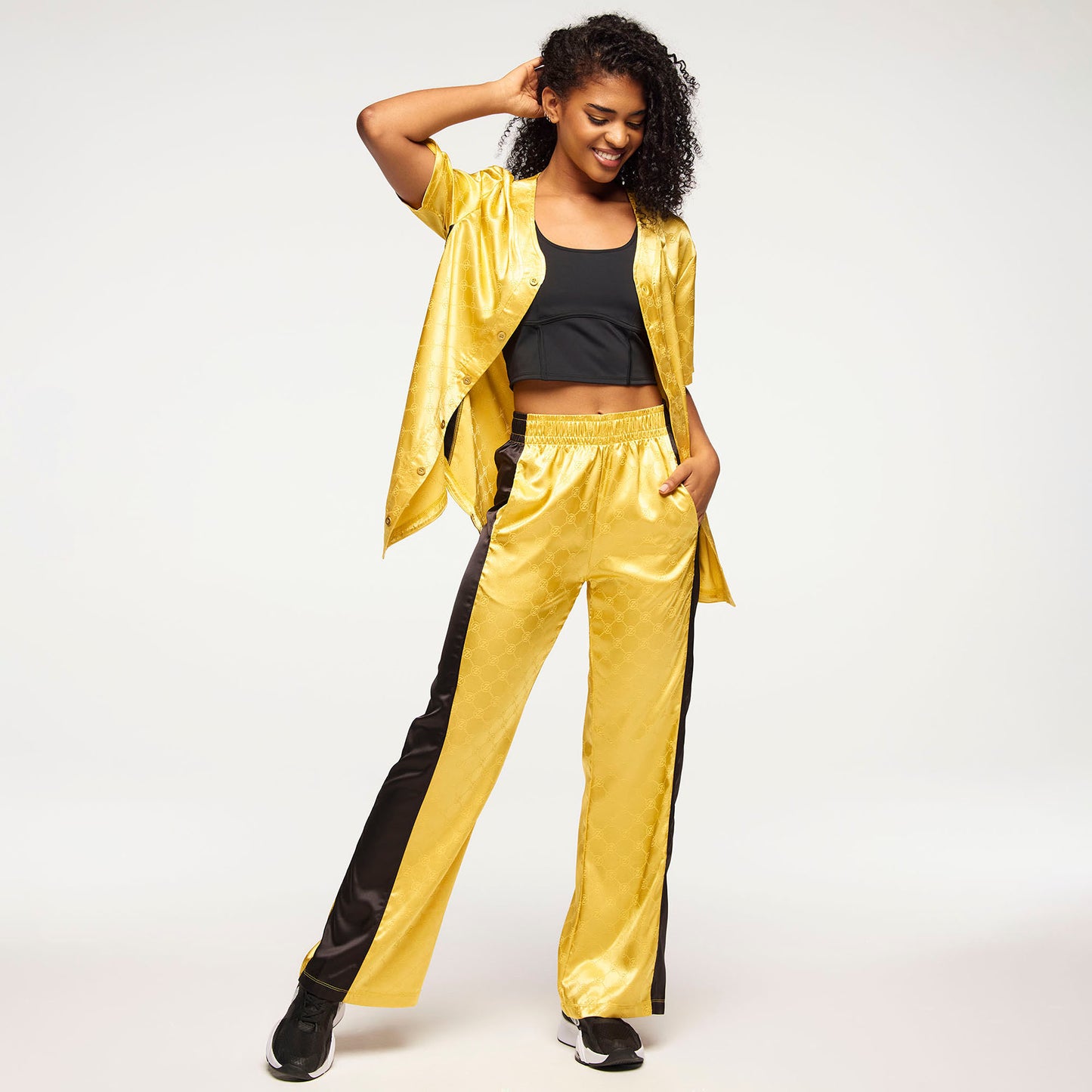 Zumba® Runway Baseball Button Up Jersey - Gold