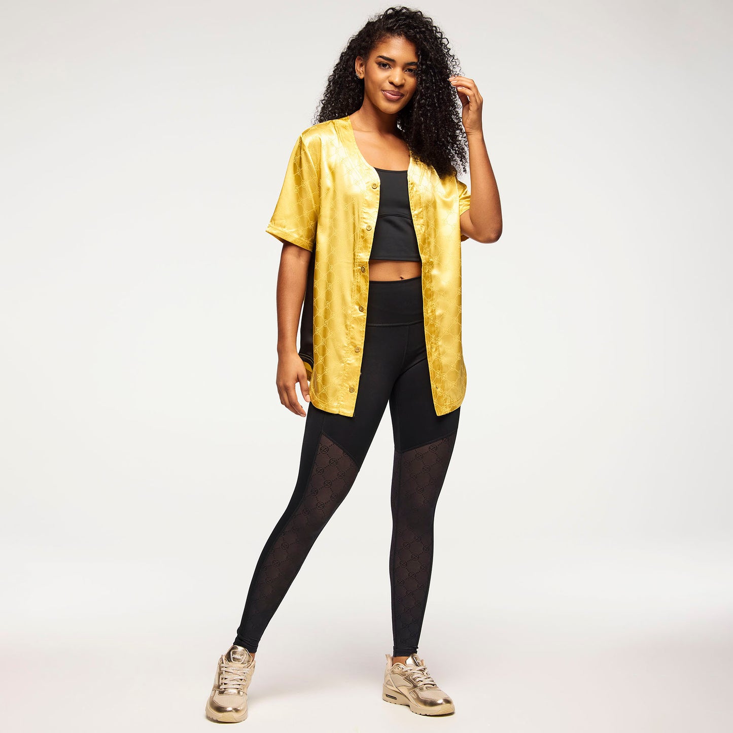 Zumba® Runway Baseball Button Up Jersey - Gold