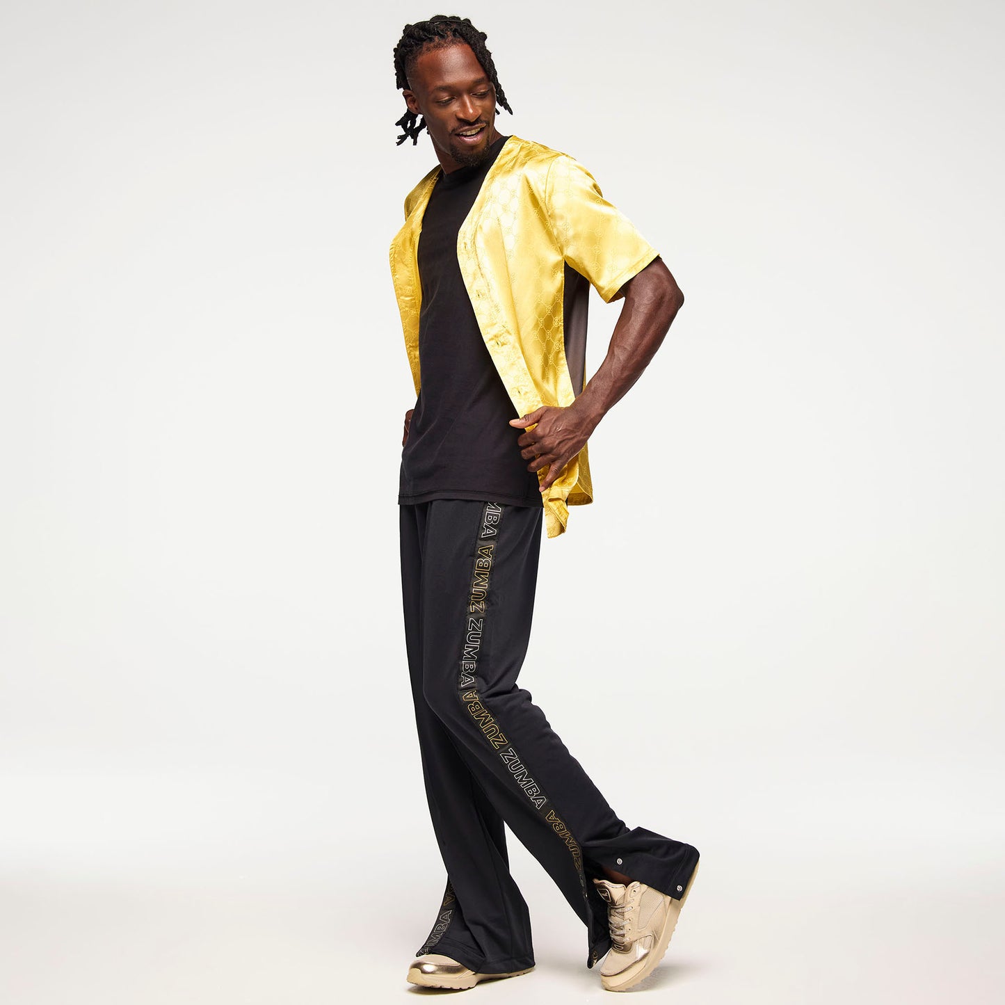 Zumba® Runway Baseball Button Up Jersey - Gold