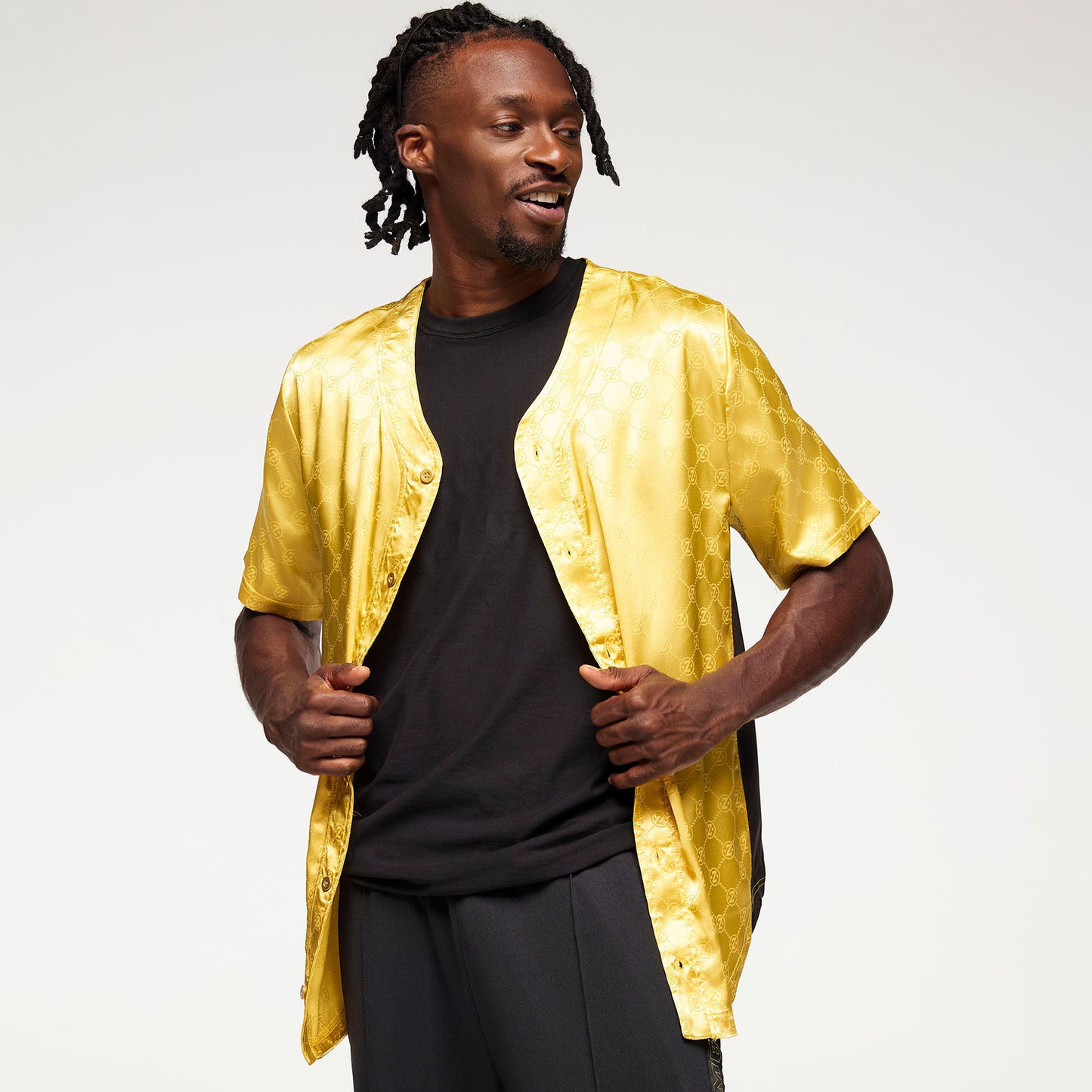 Zumba® Runway Baseball Button Up Jersey - Gold