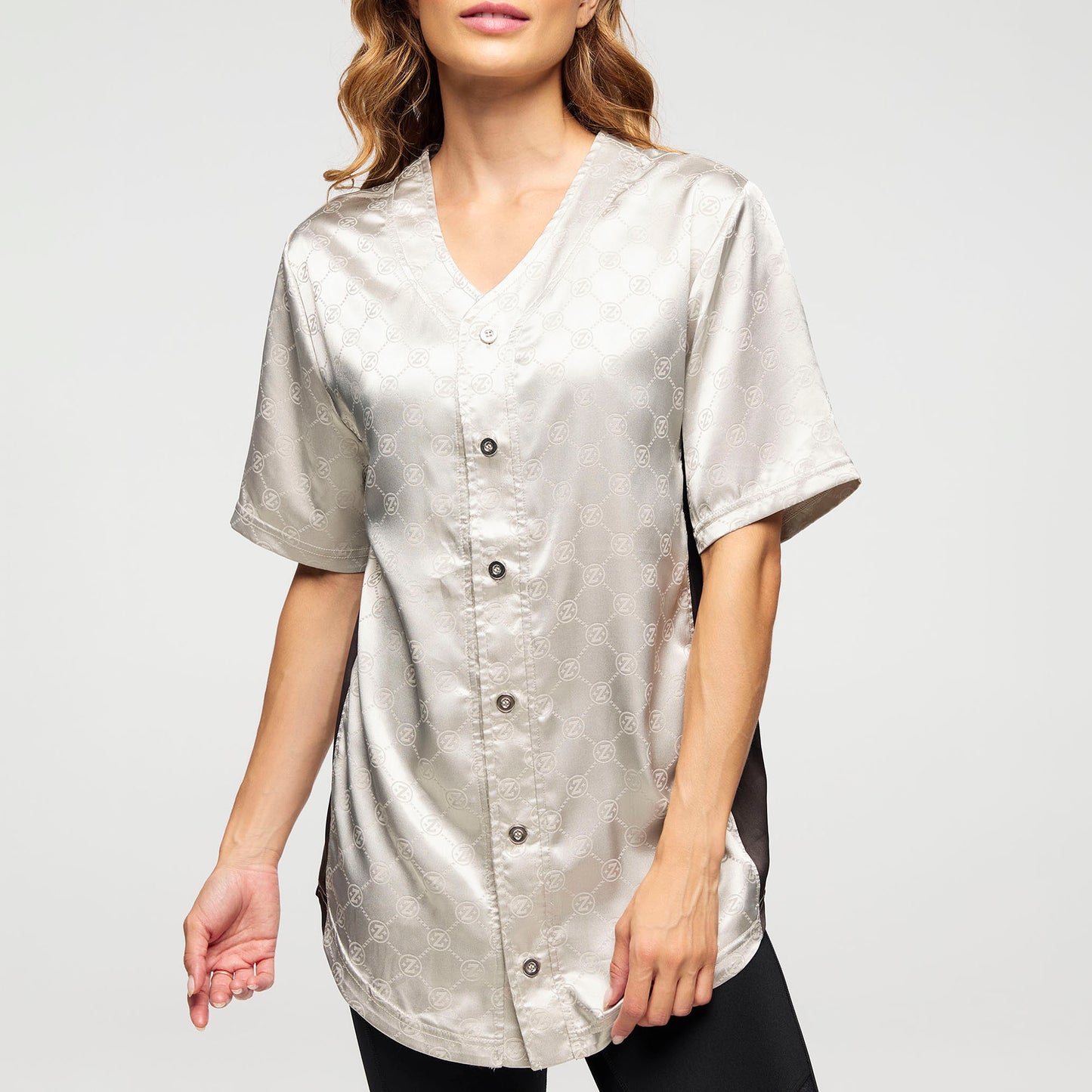 Zumba® Runway Baseball Button Up Jersey - Silver