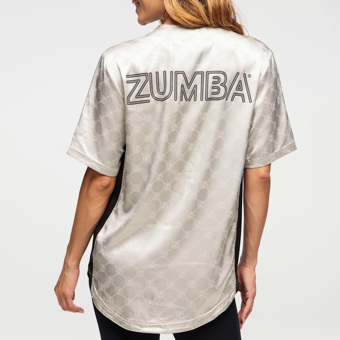 Zumba® Runway Baseball Button Up Jersey - Silver