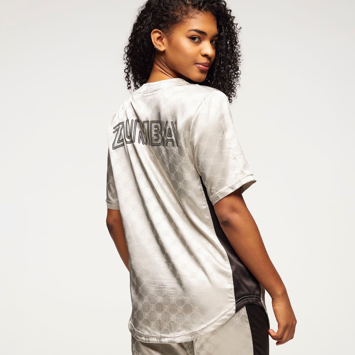 Zumba® Runway Baseball Button Up Jersey - Silver