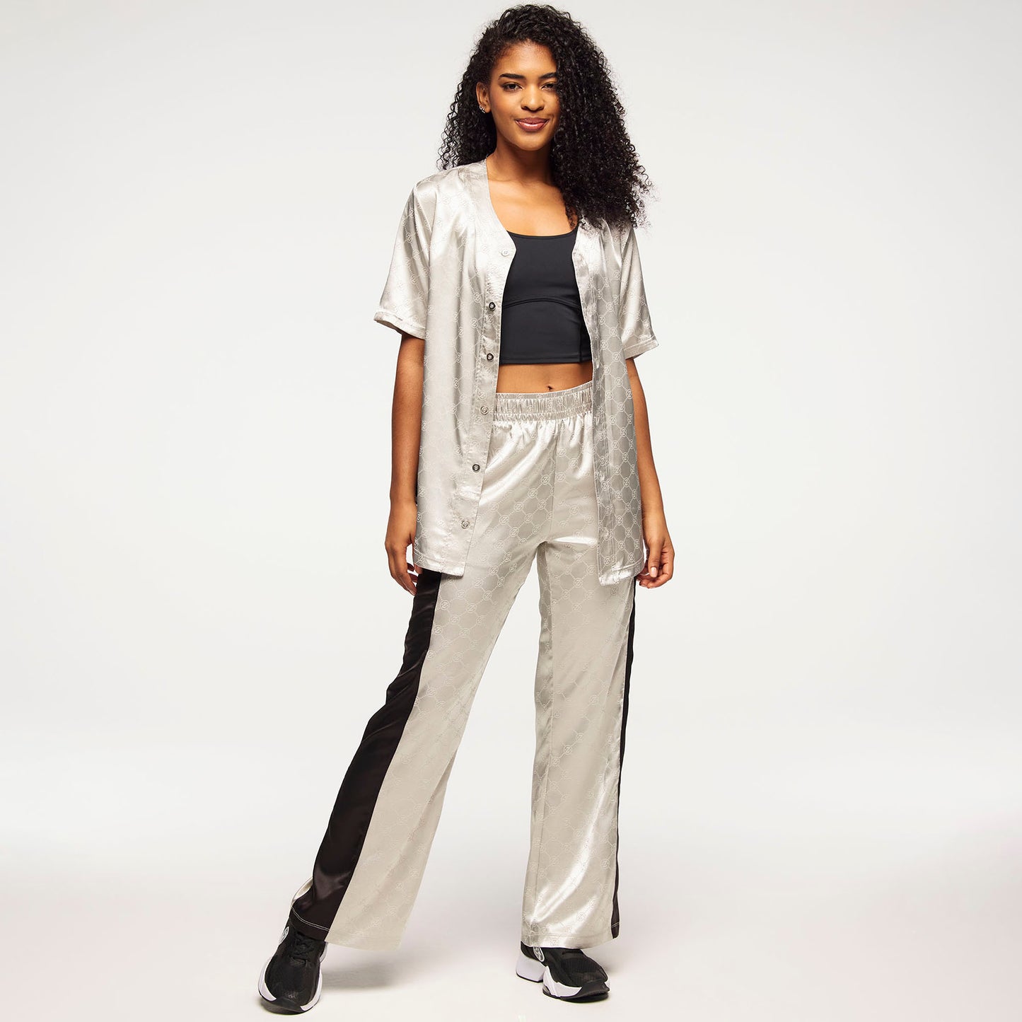 Zumba® Runway Baseball Button Up Jersey - Silver