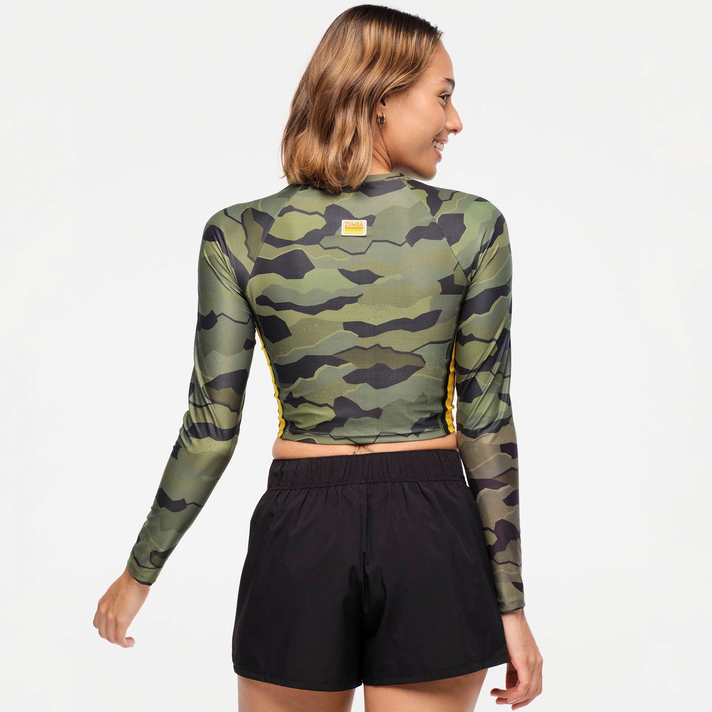 Zumba® Explore Long Sleeve Crew Neck Top - Olive Expedition