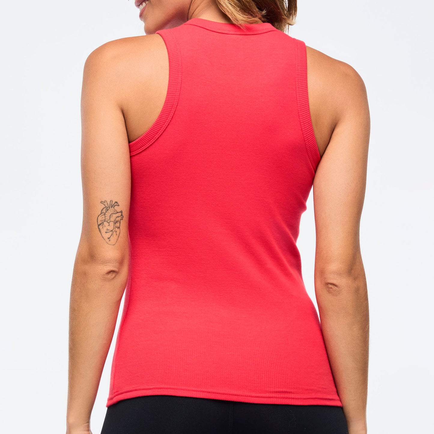 Zumba® Haus Fitted High Neck Rib Tank - Cherry