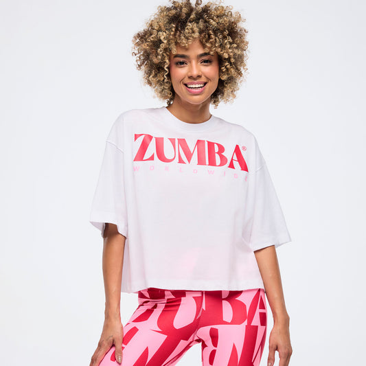 Zumba® Haus Oversized Boxy Crop Top - White