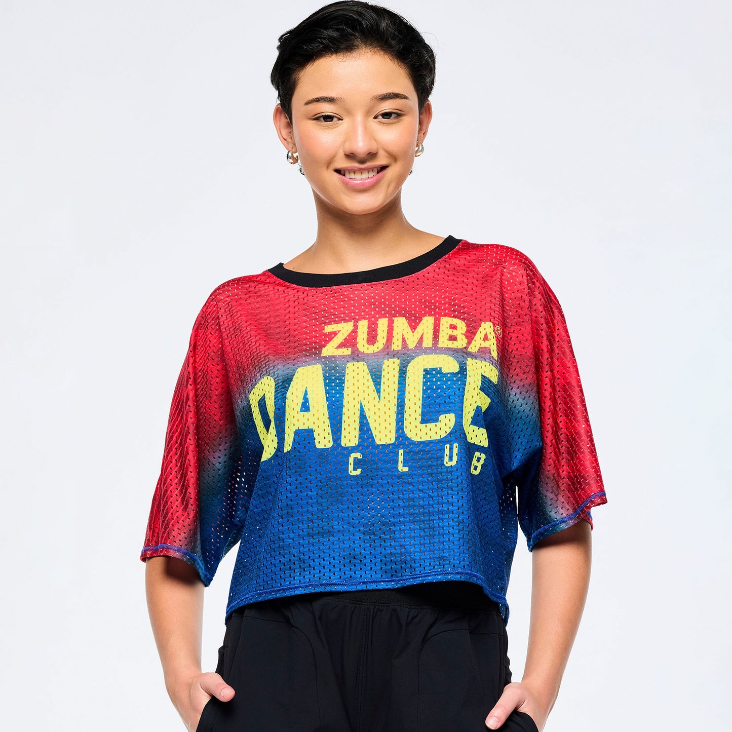 Victory Oversized Boxy Dolman Crop Top - RedBlue