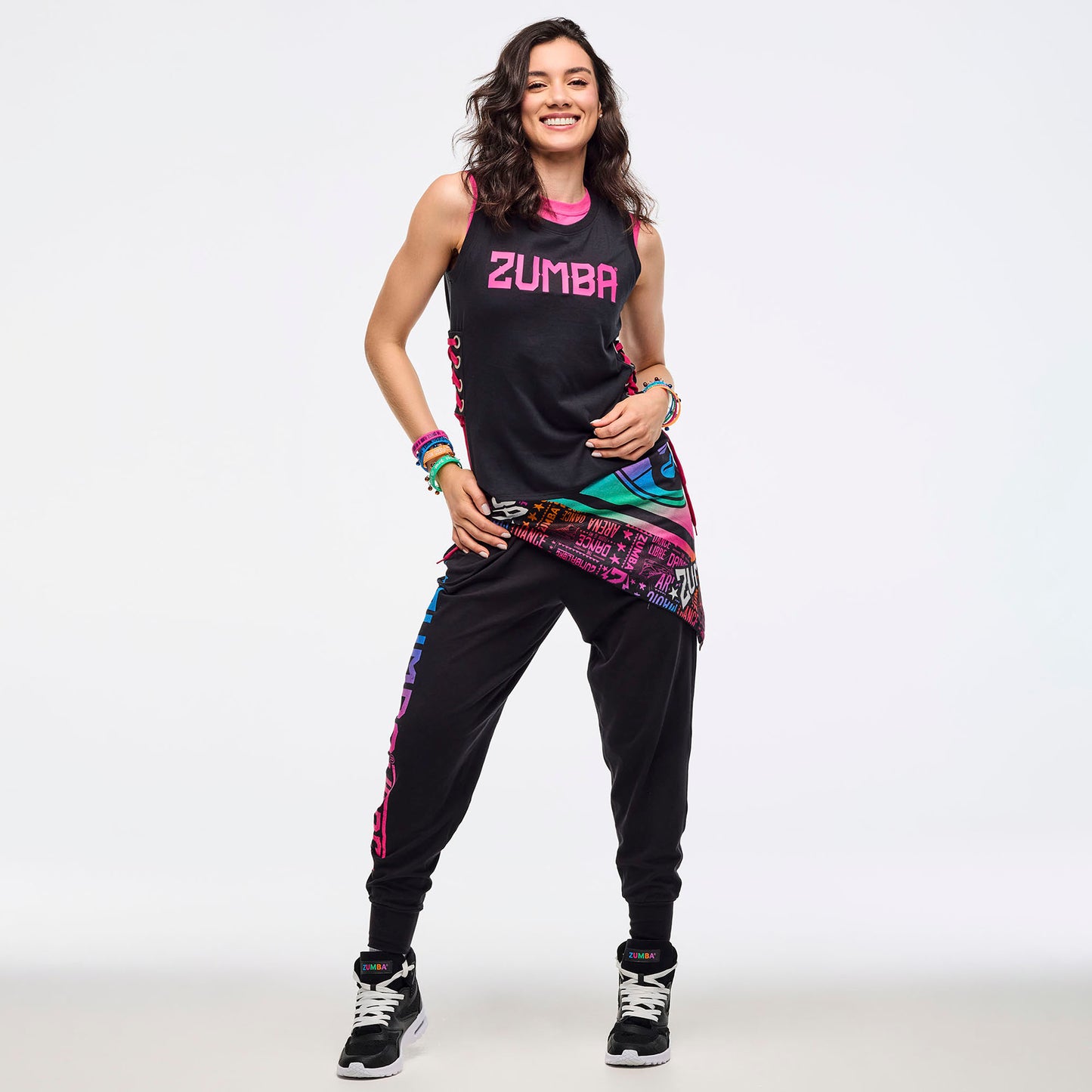 Zumba® Libre Tank With Lace Up Detail - Bold Black