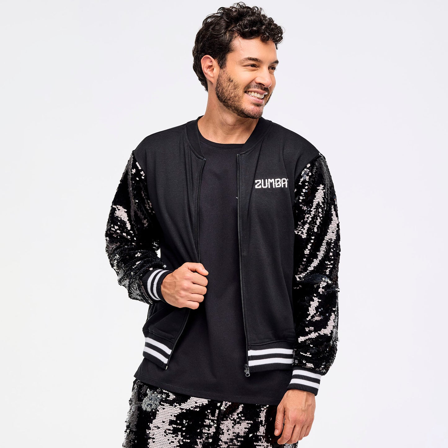 Zumba® Libre Bomber Jacket With Sequin Sleeves