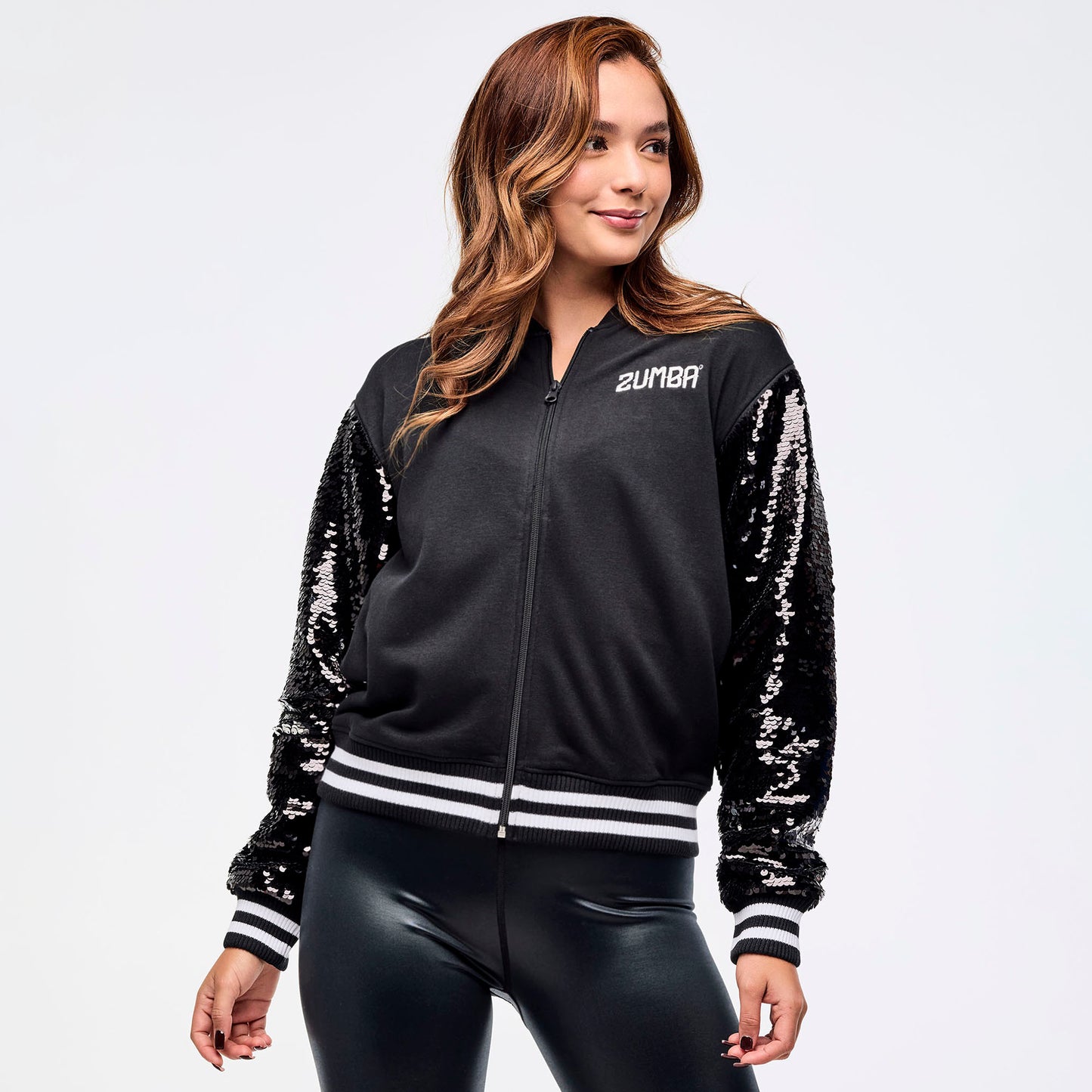 Zumba® Libre Bomber Jacket With Sequin Sleeves