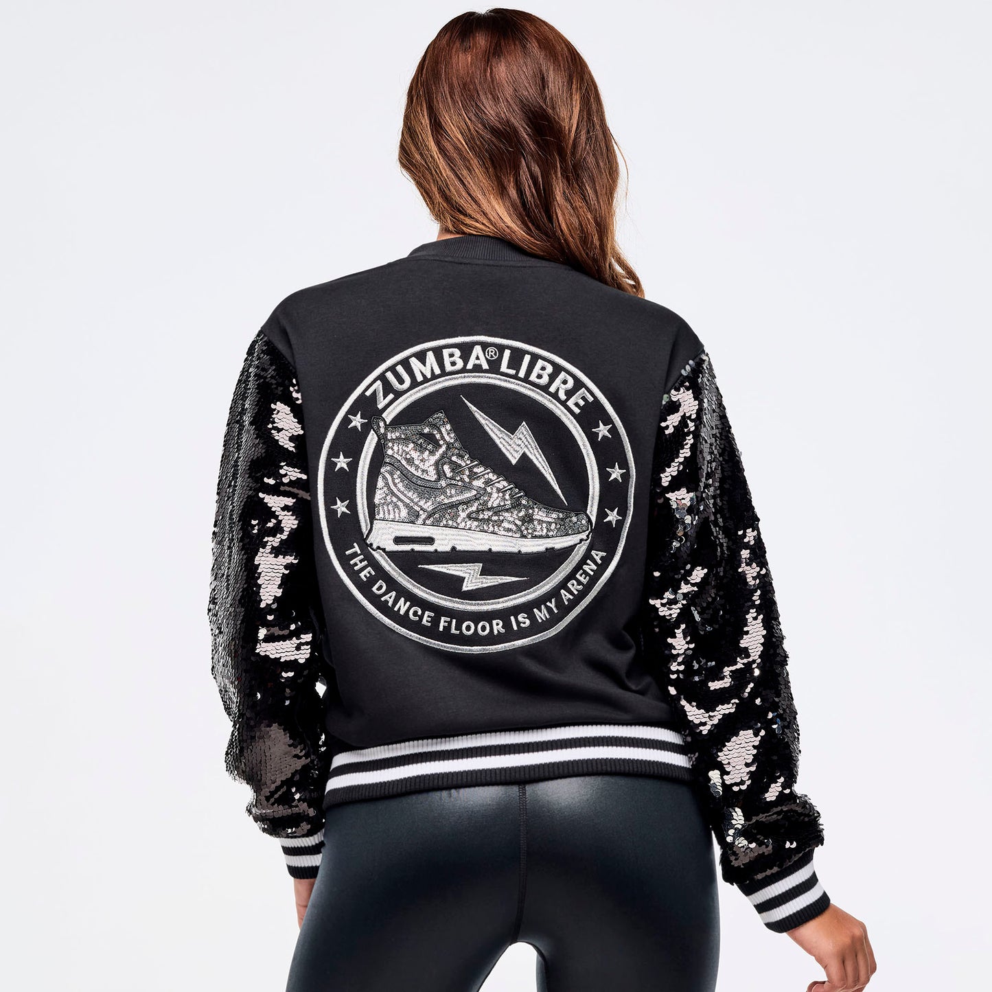 Zumba® Libre Bomber Jacket With Sequin Sleeves