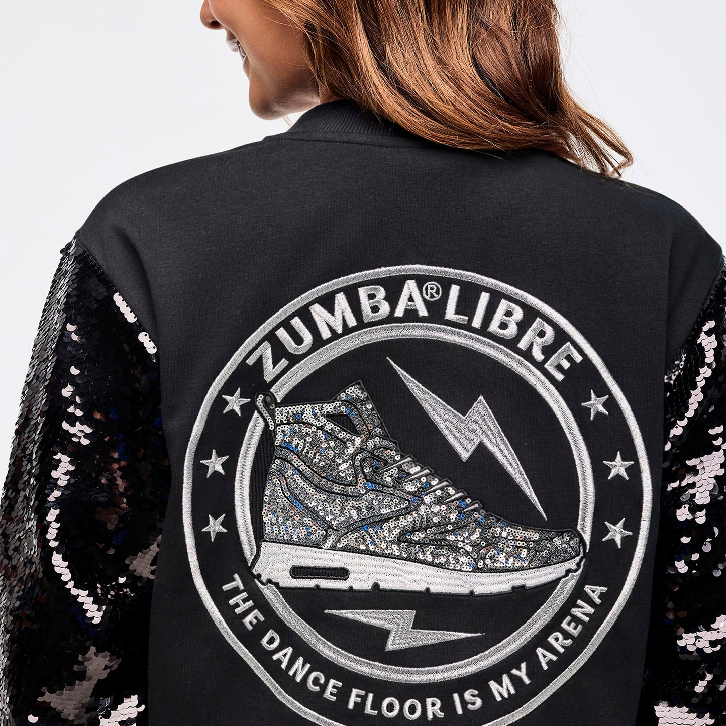 Zumba® Libre Bomber Jacket With Sequin Sleeves