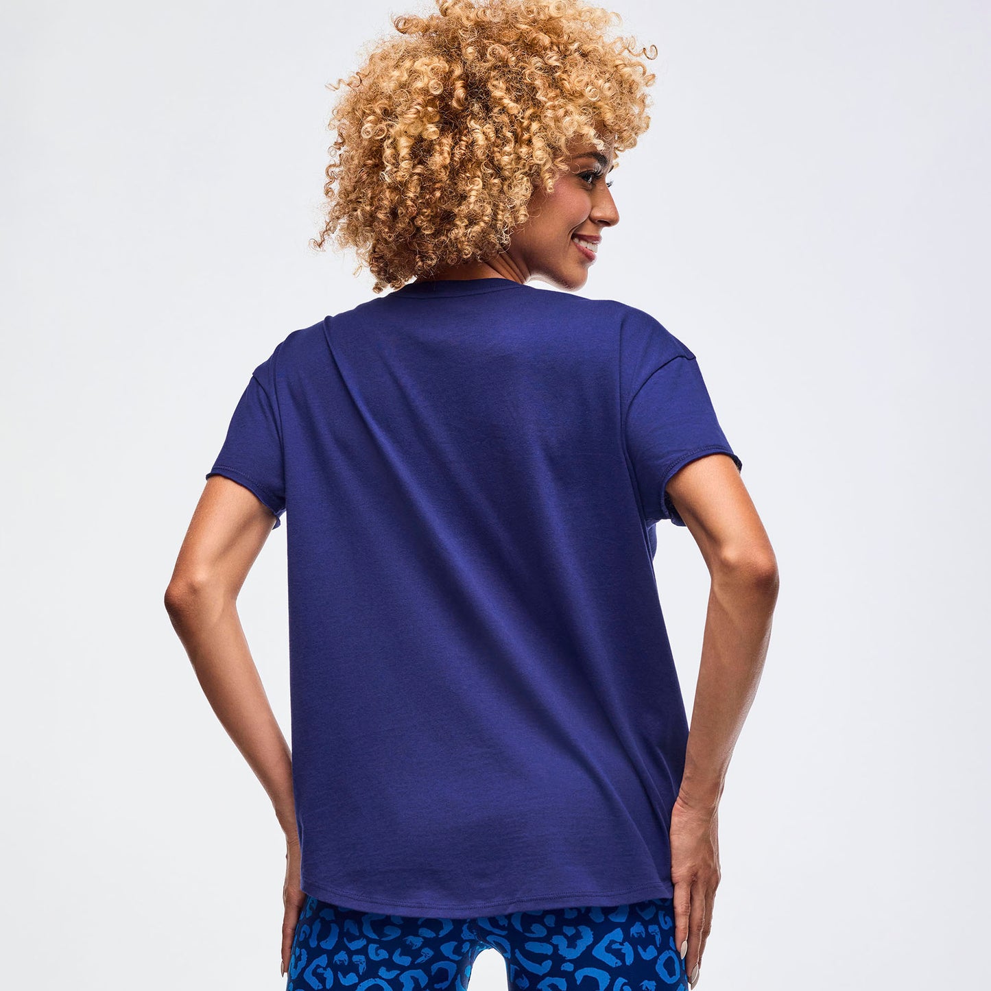 Sizzlin' High Low Crew Neck Top - Soft Navy