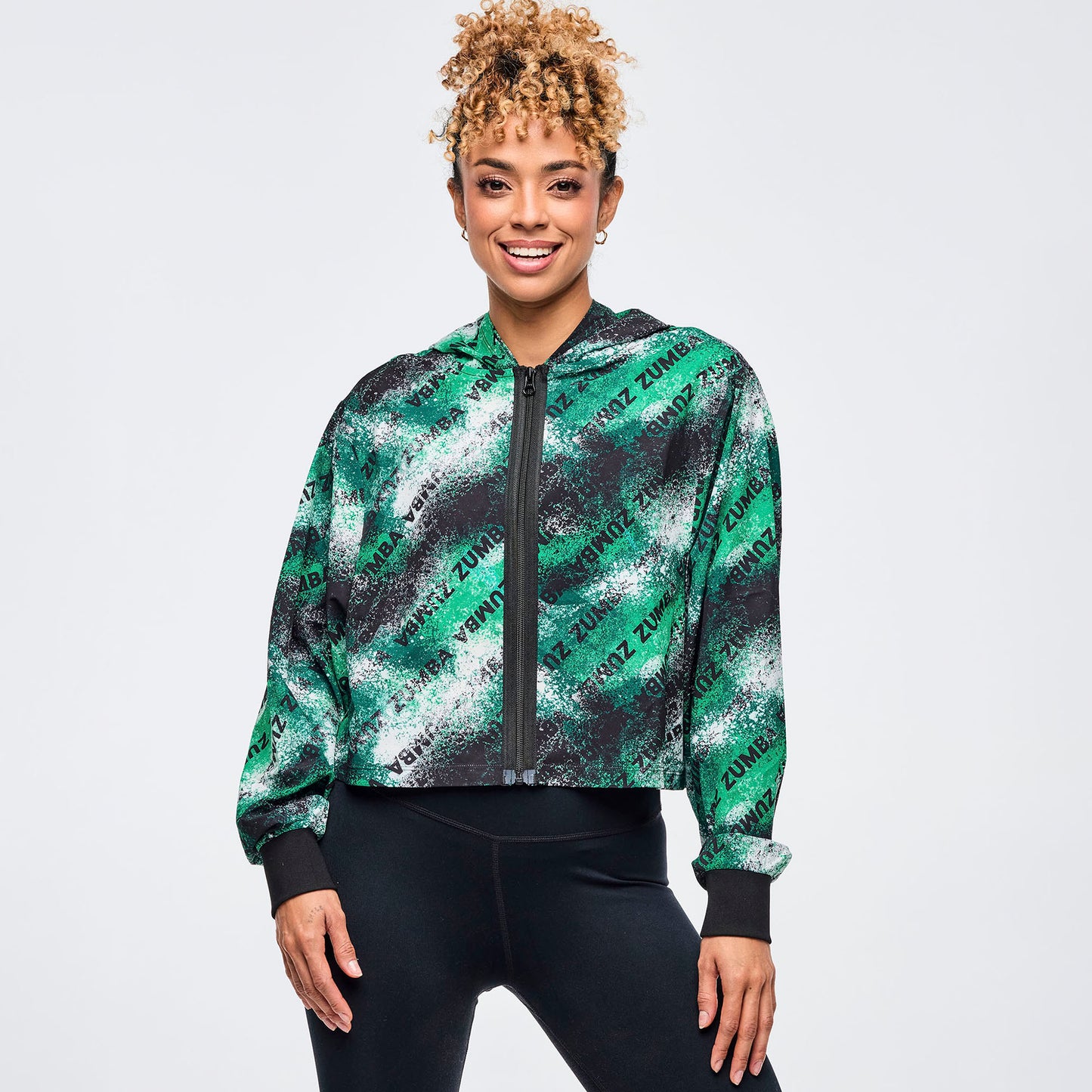 Apres Zumba®  Crop Woven Zip-Up Hoodie