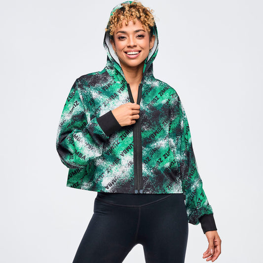 Apres Zumba®  Crop Woven Zip-Up Hoodie