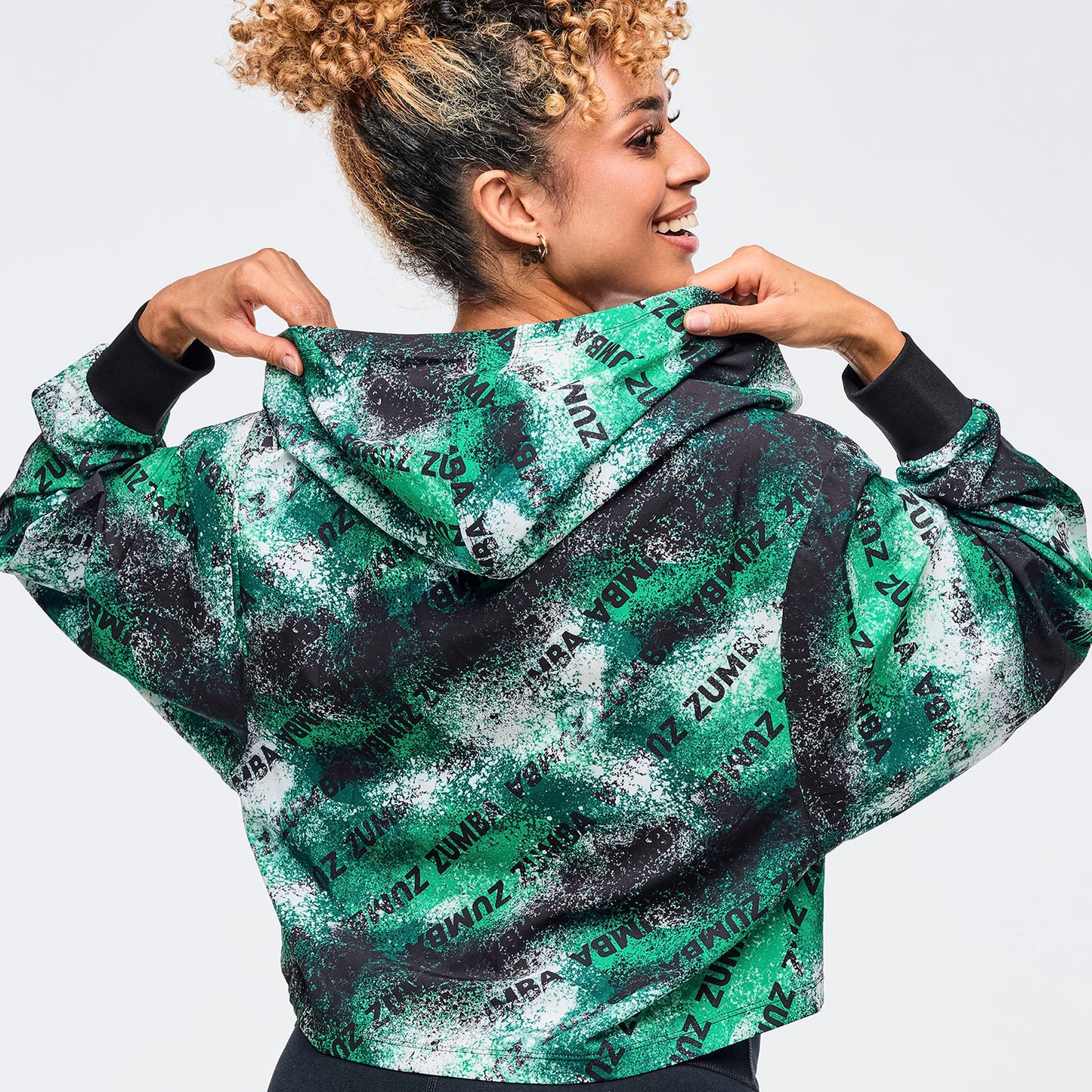 Apres Zumba®  Crop Woven Zip-Up Hoodie