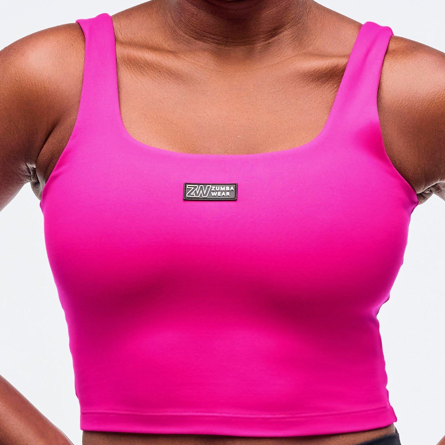 Sizzlin' Square Neck Crop Tank With Shelf Bra - Shocking Pink