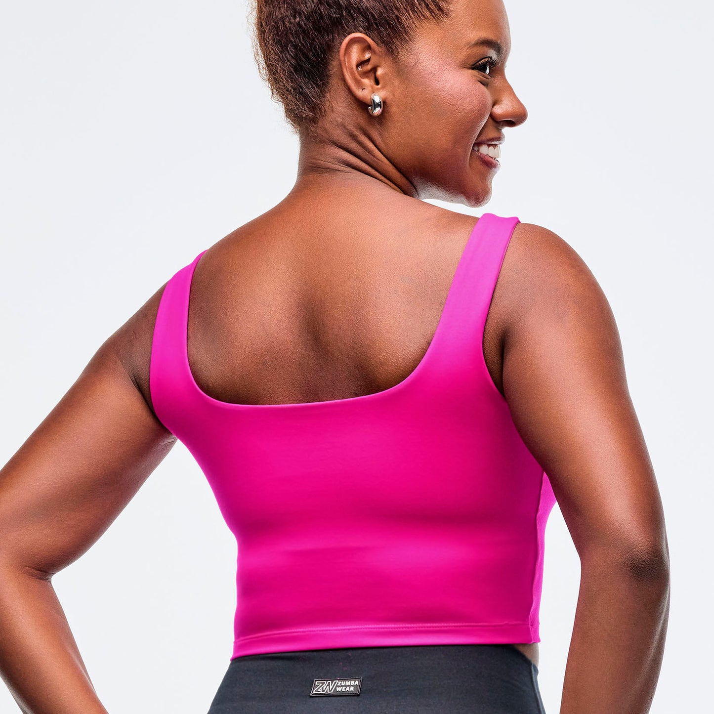 Sizzlin' Square Neck Crop Tank With Shelf Bra - Shocking Pink