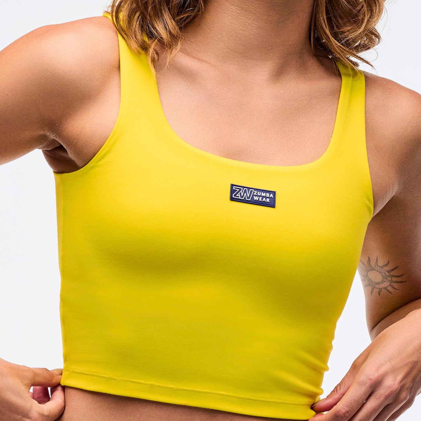 Sizzlin' Square Neck Crop Tank With Shelf Bra - Sunrays