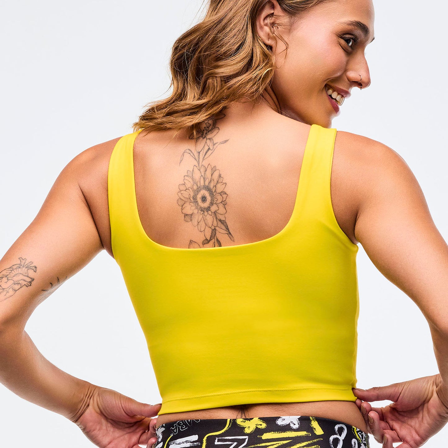 Sizzlin' Square Neck Crop Tank With Shelf Bra - Sunrays