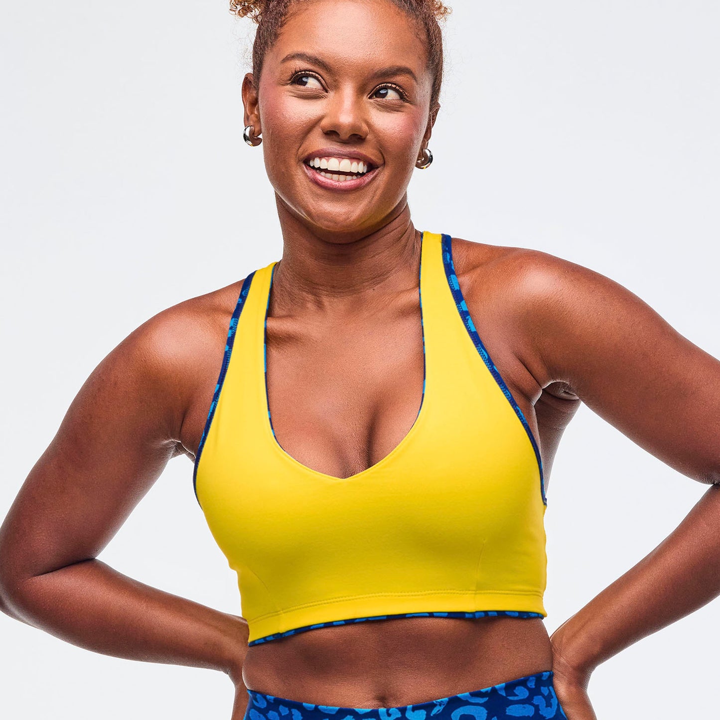Sizzlin' Reversible Racerback V-Bra - Navy/Yellow