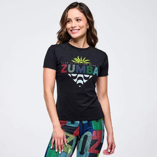 Latin Movement Fitted Short Sleeve Top