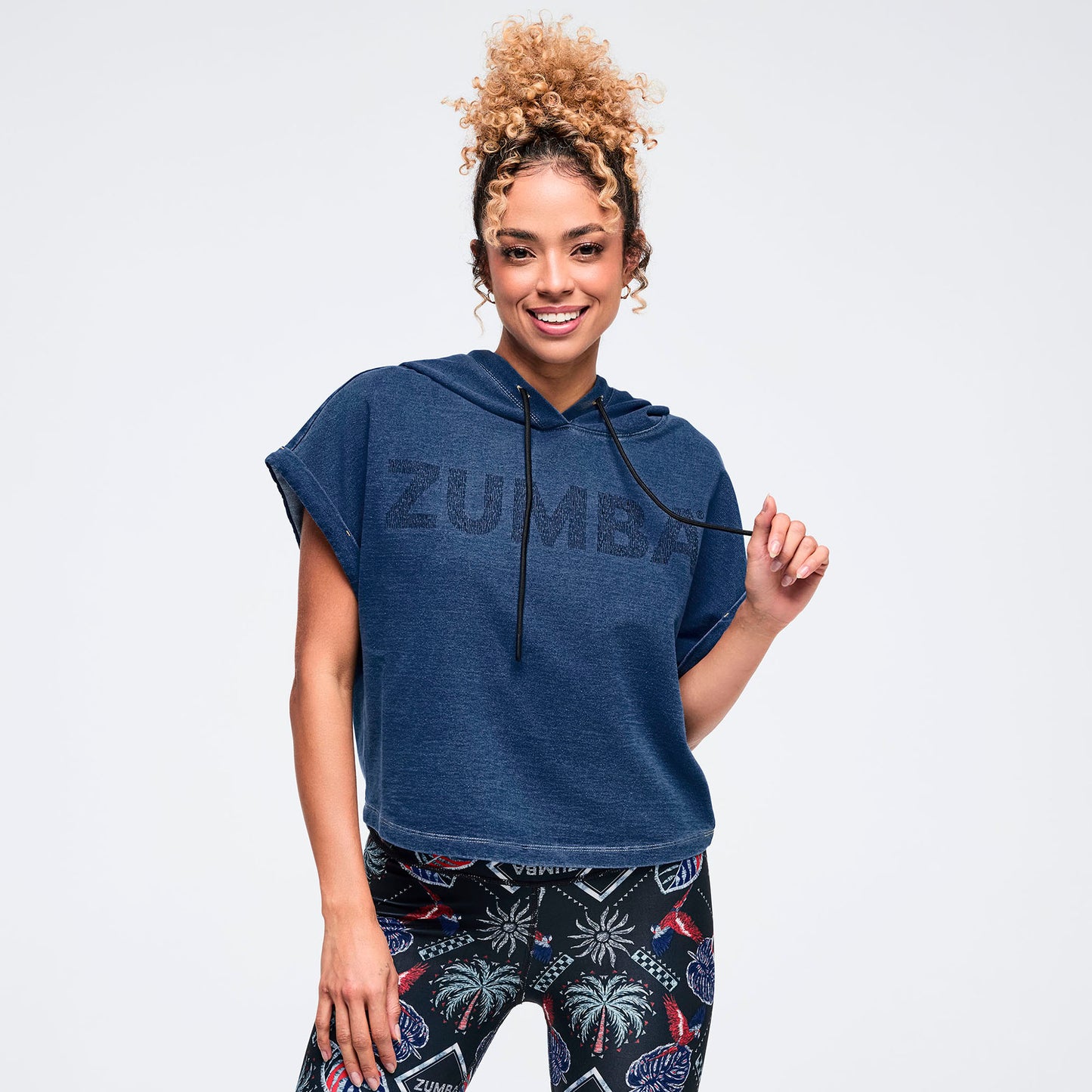 Latin Movement Short Sleeve Crop Pullover Hoodie